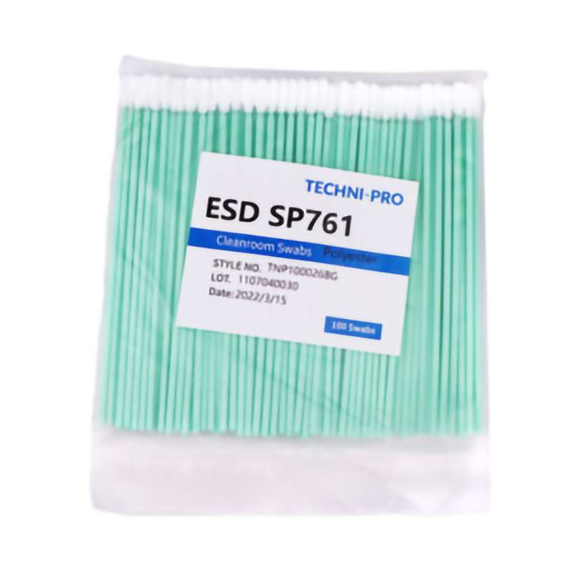 Cleanroom ESD Polyester Knit Swab, Static Dissipative Handle, 100/Bg